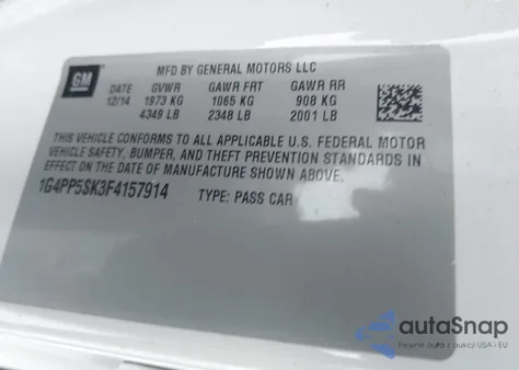 2015 Buick Verano из США, поврежденный, VIN 1G4PP5SK3F4157914